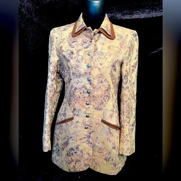 Vintage Gina Blanez Brocade Equestrian
Western Jacket, Button Front. Size S -021 - Picture 1 of 8